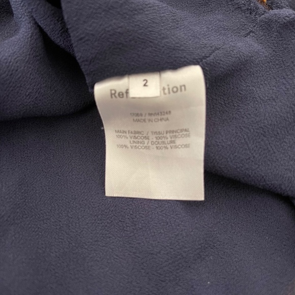 REFORMATION Navy Blue Fawn Floral MIDI Slip Dress Sz 2 EUC - Picture 5 of 9